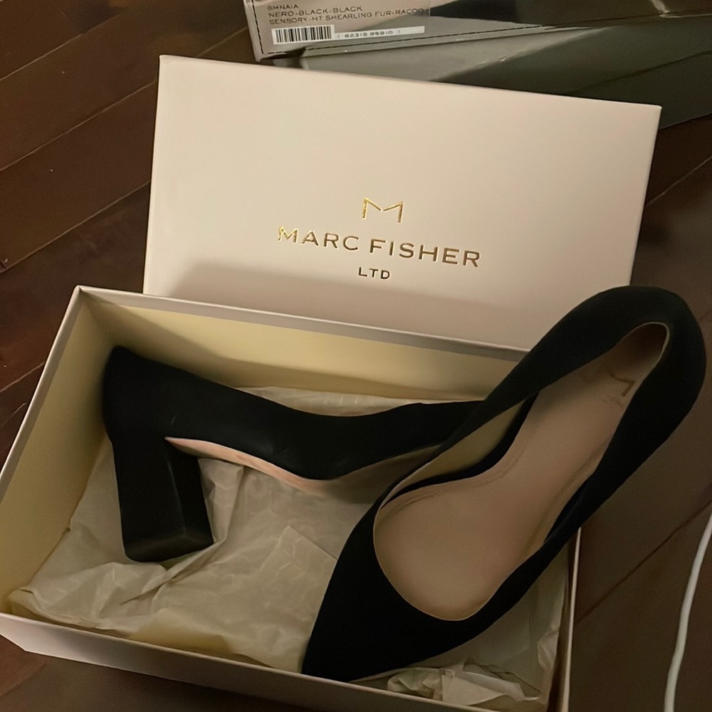 Marc Fisher black suede heels